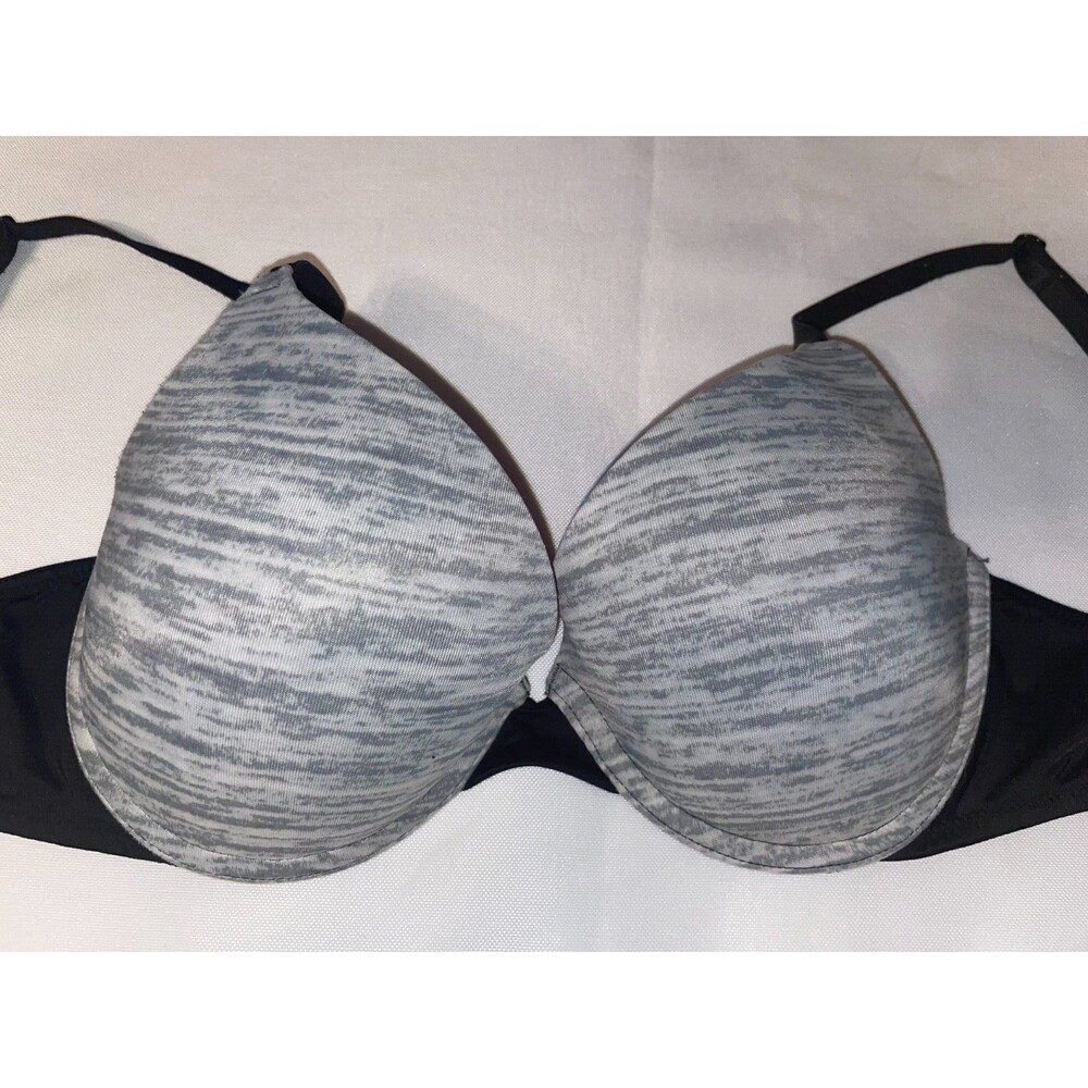 Victoria Secret PINK 32D bra Wear Everywhere Push up T-shirt women's black gray